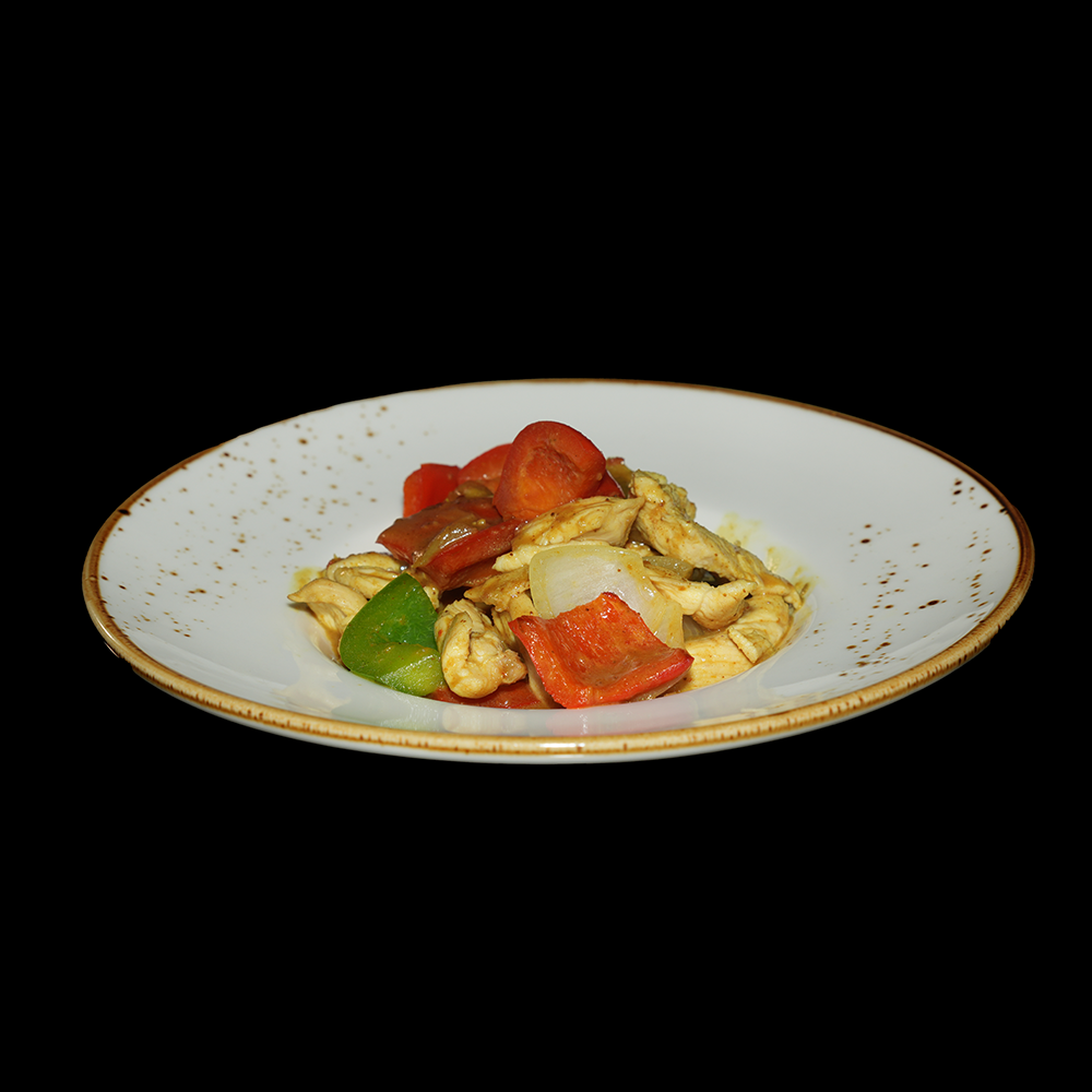 Pollo con salsa curry